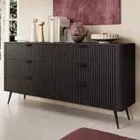 Lampe Chest of 6 Drawers with Metal Legs - Black, Laminated Board