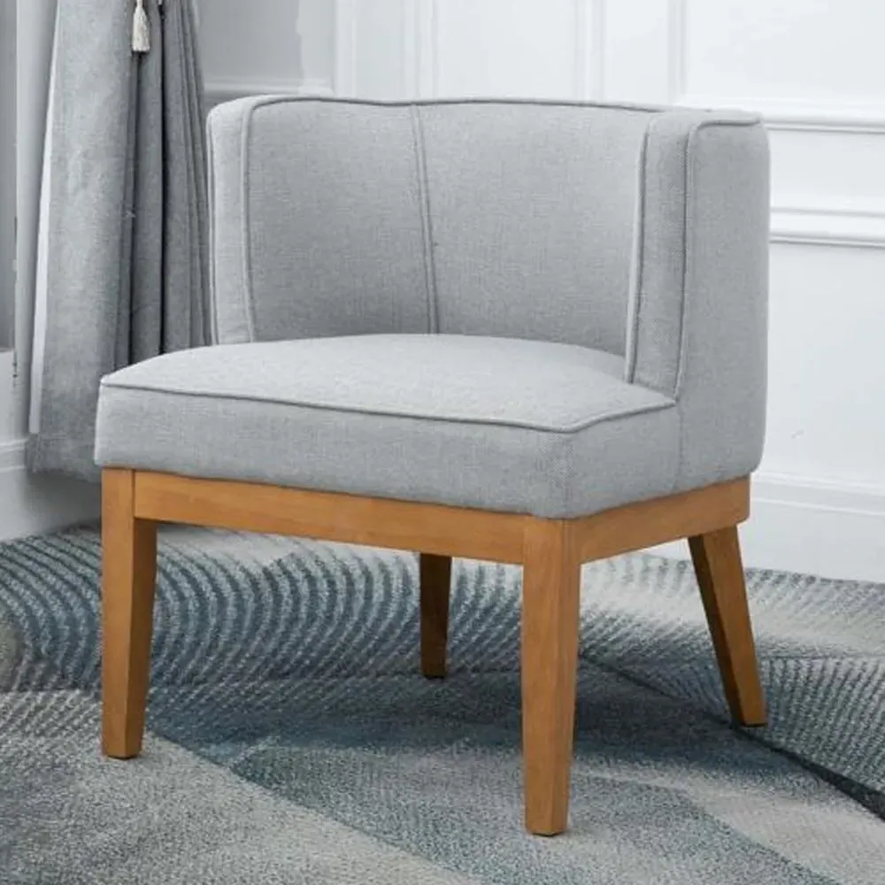 Lampe Fabric Armchair with Wooden Legs - Herringbone Grey