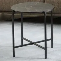 Lampe Round Side Table - Black Marble Effect, Wood alternate view