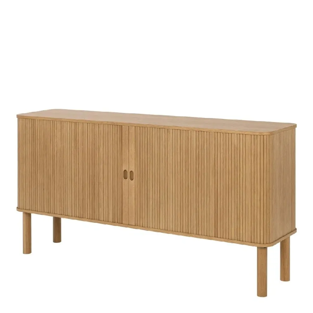 Lampe Wide Storage Cabinet with Sliding Doors - Oak