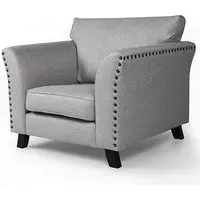 Lamya 1-Seater Sofa with Wooden Legs - Grey, Fabric