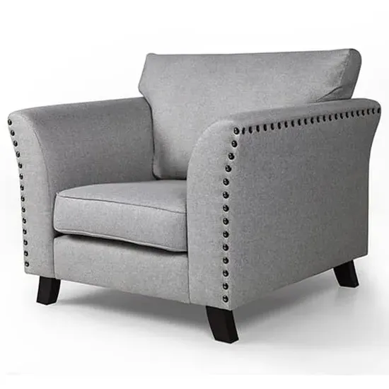 Lamya 1-Seater Sofa with Wooden Legs - Grey, Fabric