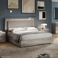 Lana Double Ottoman Storage Bed with LED - Grey, Oak alternate view