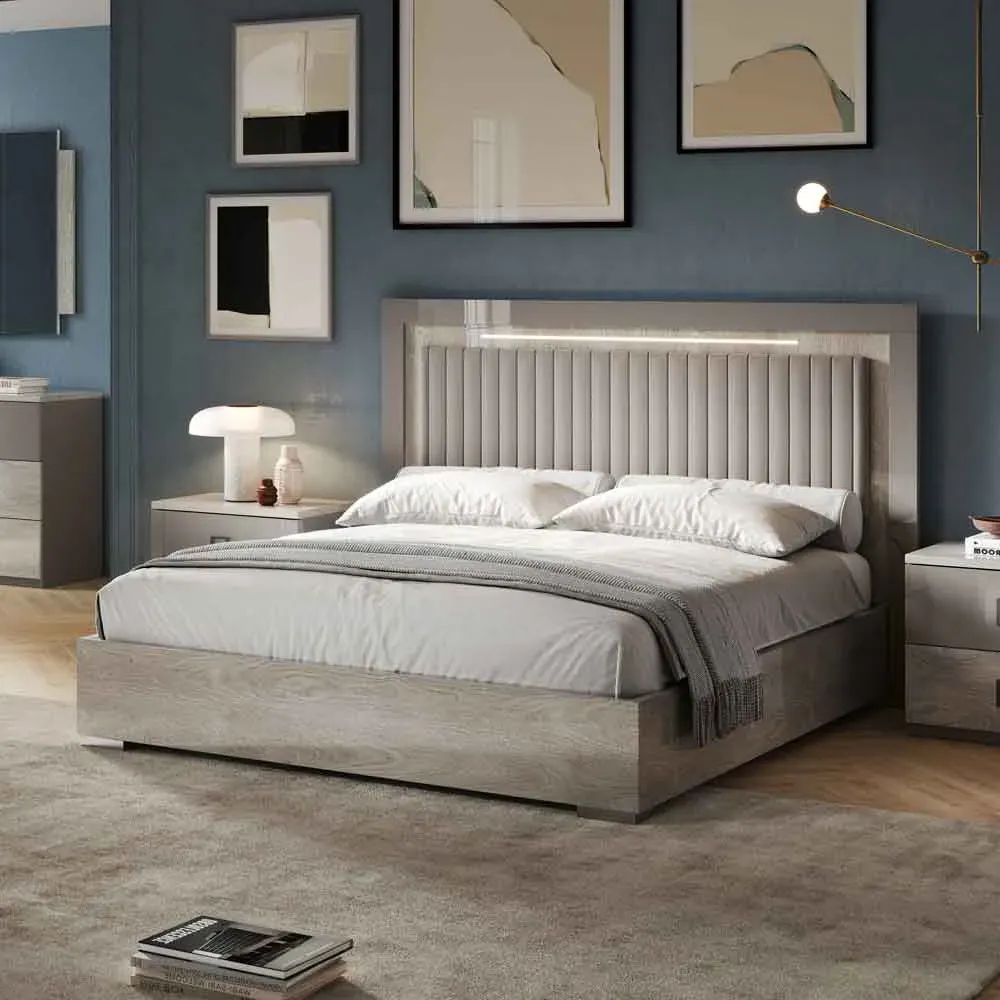Lana Double Ottoman Storage Bed with LED - Grey, Oak product