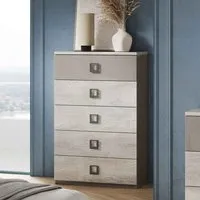 Lana High Gloss Chest of 5 Drawers - Grey, Oak alternate view