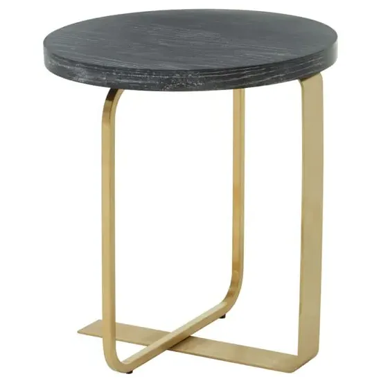 Lana Round Side Table - Black, Oak
