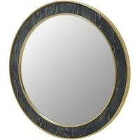 Lana Round Wall Mirror - Black, Wood