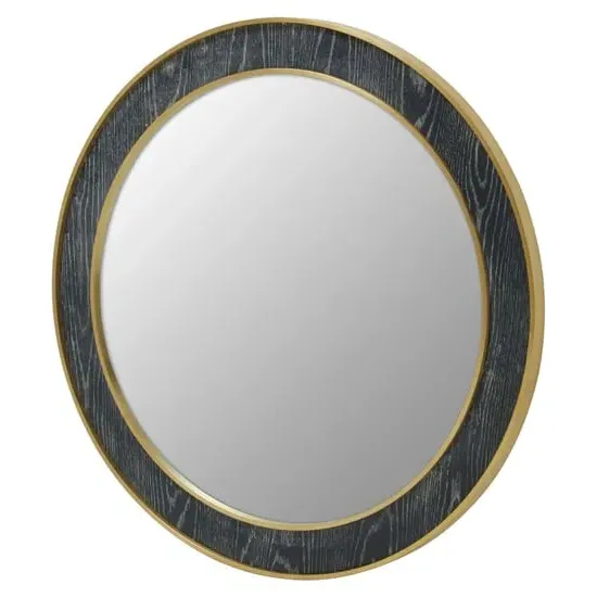 Lana Round Wall Mirror - Black, Wood