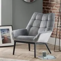Landry Velvet Lounge Chaise Chair - Grey