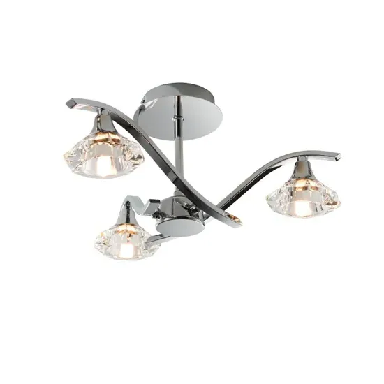 Langella 3 Ceiling Lamp - Chrome, Glass product