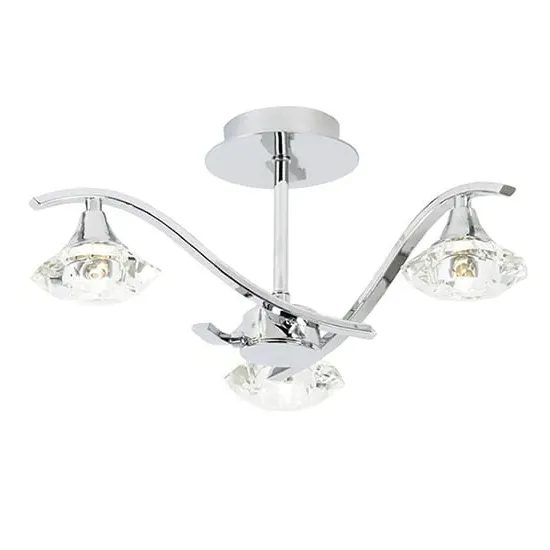 Langella 3-Light Semi Flush Ceiling Light - Chrome, Crystal image