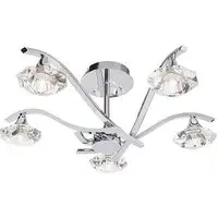 Langella 5-Light Semi Flush Ceiling Light - Chrome, Crystal