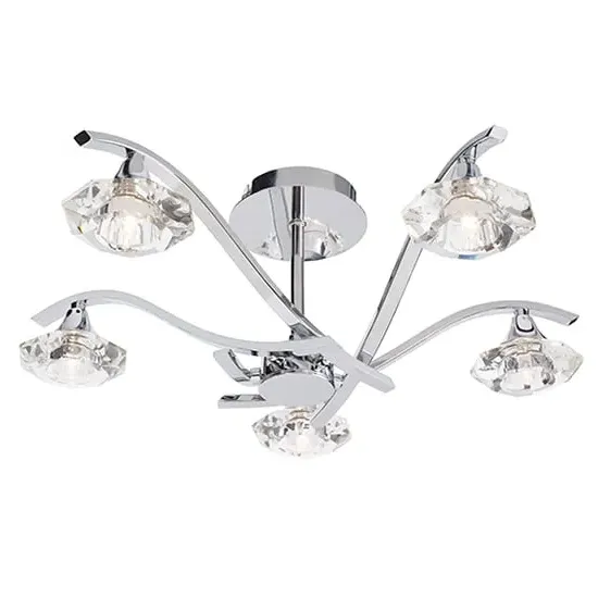 Langella 5-Light Semi Flush Ceiling Light - Chrome, Crystal