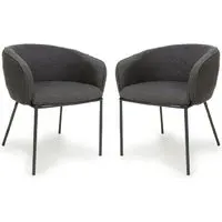 Langley Dining Chairs with Armrests - Grey, Fabric