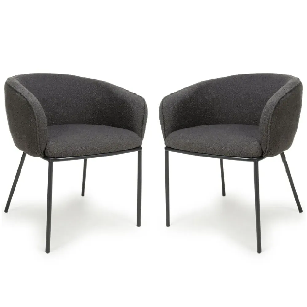 Langley Dining Chairs with Armrests - Grey, Fabric image