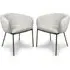 Langley Fabric Dining Chairs with Armrests - White, Black Legs