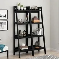 Langore 8-Shelf Ladder Bookcase - Black, Wood