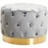 Langston Round Stool with Gold Base - Grey, Velvet