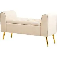 Langston Storage Ottoman with Tufted Top - Stone, Velvet