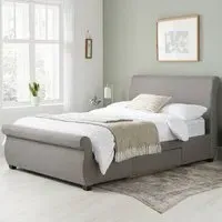 Lannister King Size Bed with Storage - Grey, Fabric