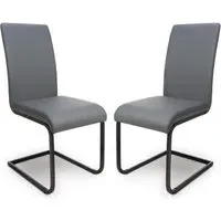 Lansing Dining Chairs with Metal Frame - Grey, Faux Leather