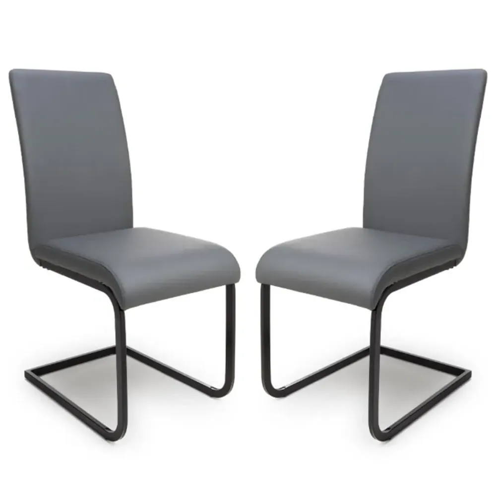 Lansing Dining Chairs with Metal Frame - Grey, Faux Leather