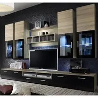 Lansing Entertainment Unit with LED - Black, High Gloss