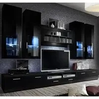 Lansing Entertainment Unit with LED - Black, High Gloss