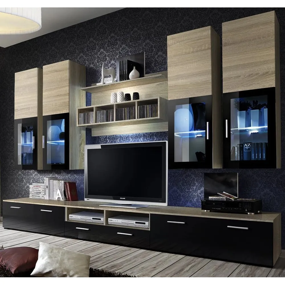 Lansing Entertainment Unit with LED - Black, High Gloss image