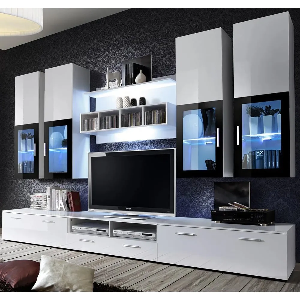 Lansing Entertainment Unit with LED - White, High Gloss