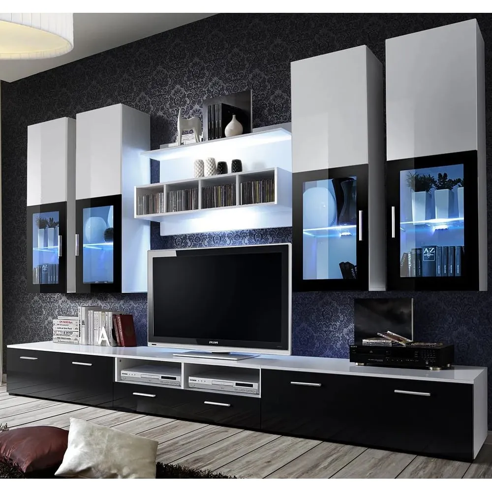 Lansing Entertainment Unit with LED - White, High Gloss