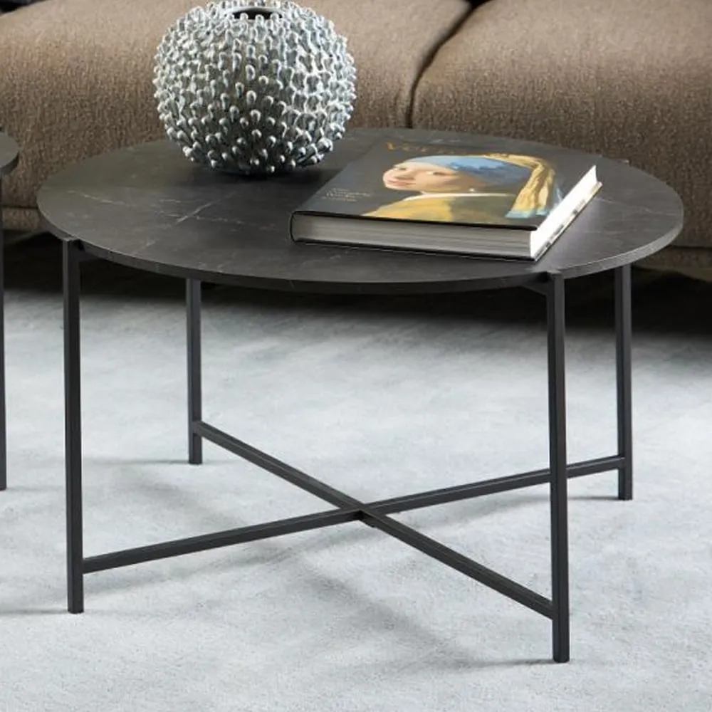 Lansing Round Coffee Table - Black, Wood image