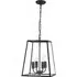 Lantern 4 Lights Triangle Ceiling Pendant Light - Black, Glass