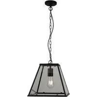 Lantern Triangle Ceiling Pendant Light - Matt Black, Glass