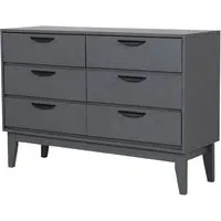 Lanus Wide Chest of 6 Drawers - Dark Grey