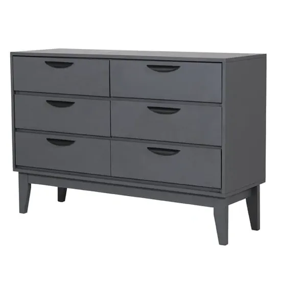 Lanus Wide Chest of 6 Drawers - Dark Grey
