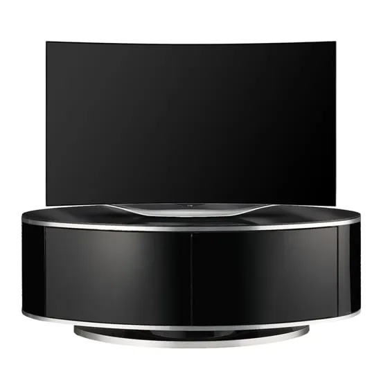 Lanza Oval TV Stand with Rotating Base - Black, Glass