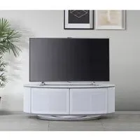 Lanza TV Stand with Rotating Base - White, Glass