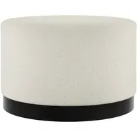 Lara Large Fabric Pouffe with Black Base - Ivory