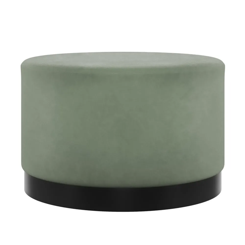 Lara Large Velvet Pouffe with Black Base - Green
