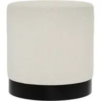 Lara Small Fabric Pouffe with Black Base - Ivory