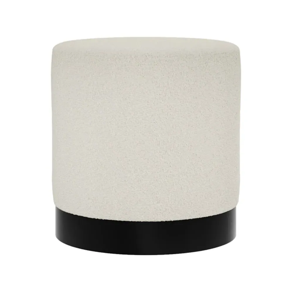 Lara Small Fabric Pouffe with Black Base - Ivory image