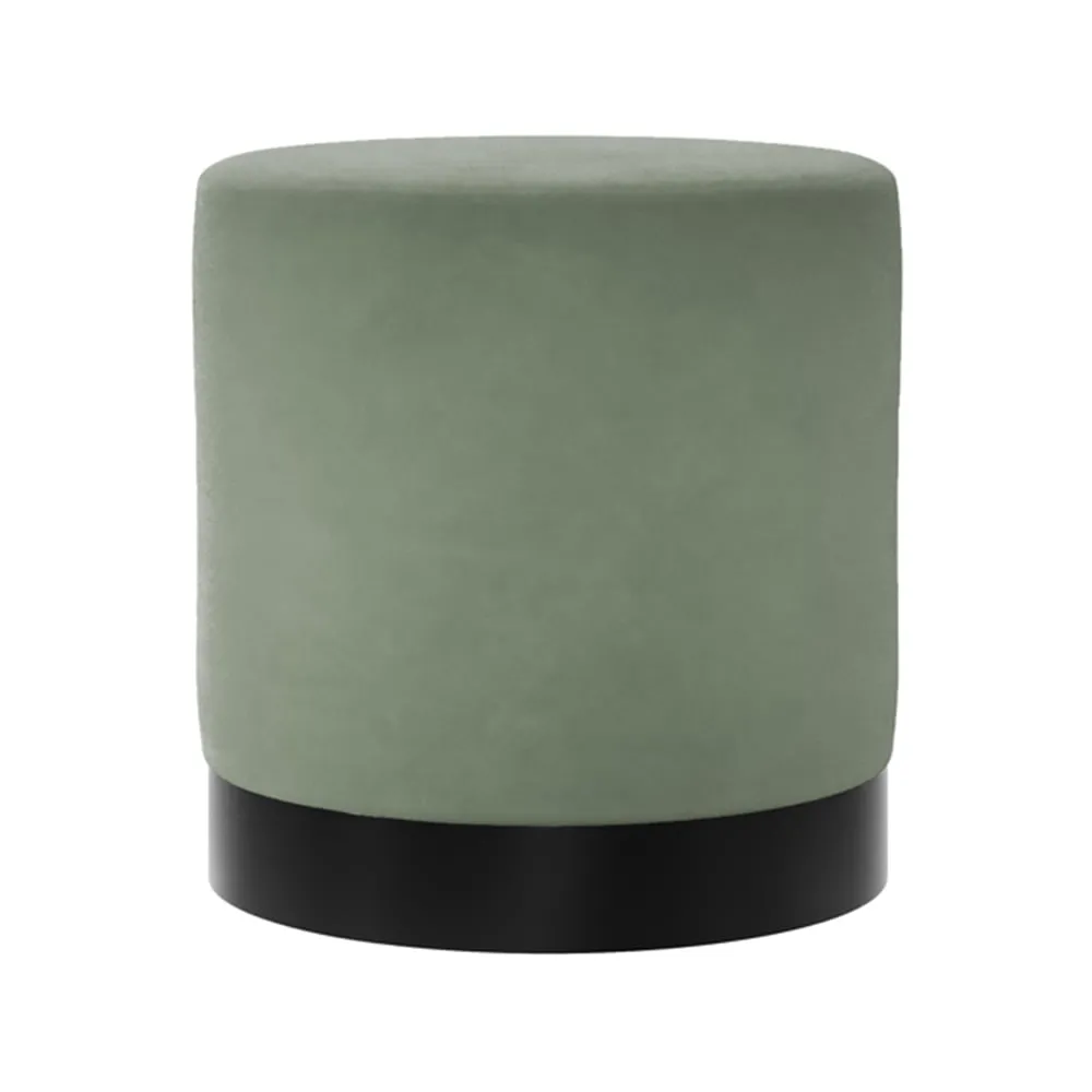 Lara Small Velvet Pouffe with Black Base - Green image