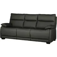 Laramie 3-Seater Sofa with Oak Legs - Dark Grey, Leather
