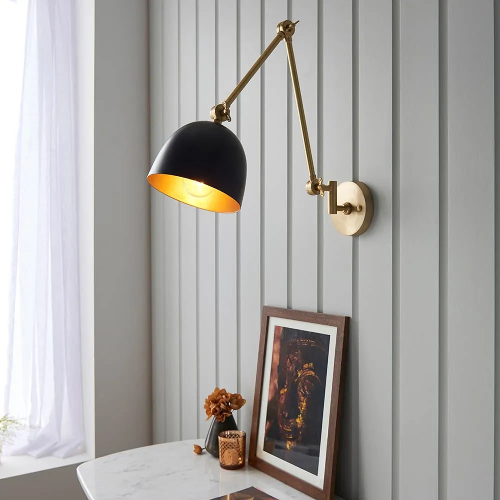 Laramie Adjustable Wall Light - Black, Brass image