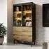 Laramie LED Display Cabinet with 4 Doors - Oak, Black