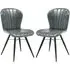 Laramie Side Dining Chairs In Pair - Steel Grey, Leather