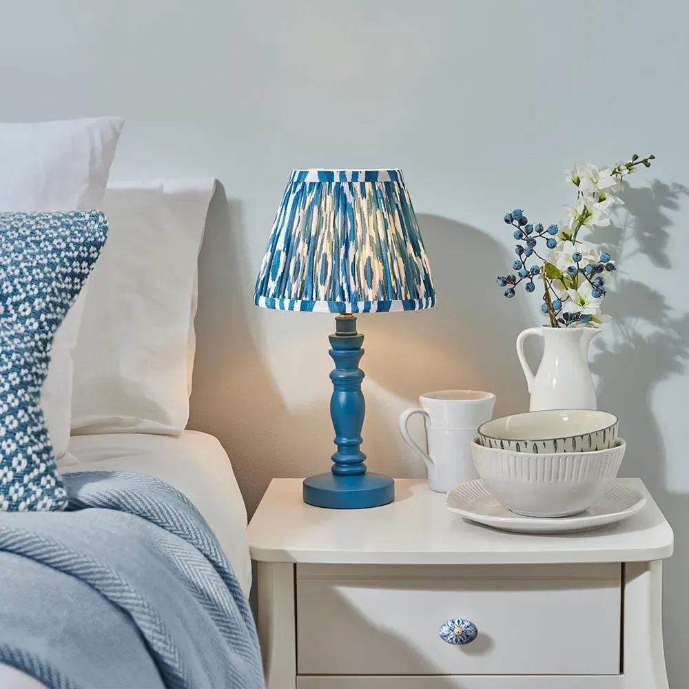 Laredo 20cm Shade Wooden Table Lamp - Marlin Blue, Wood image