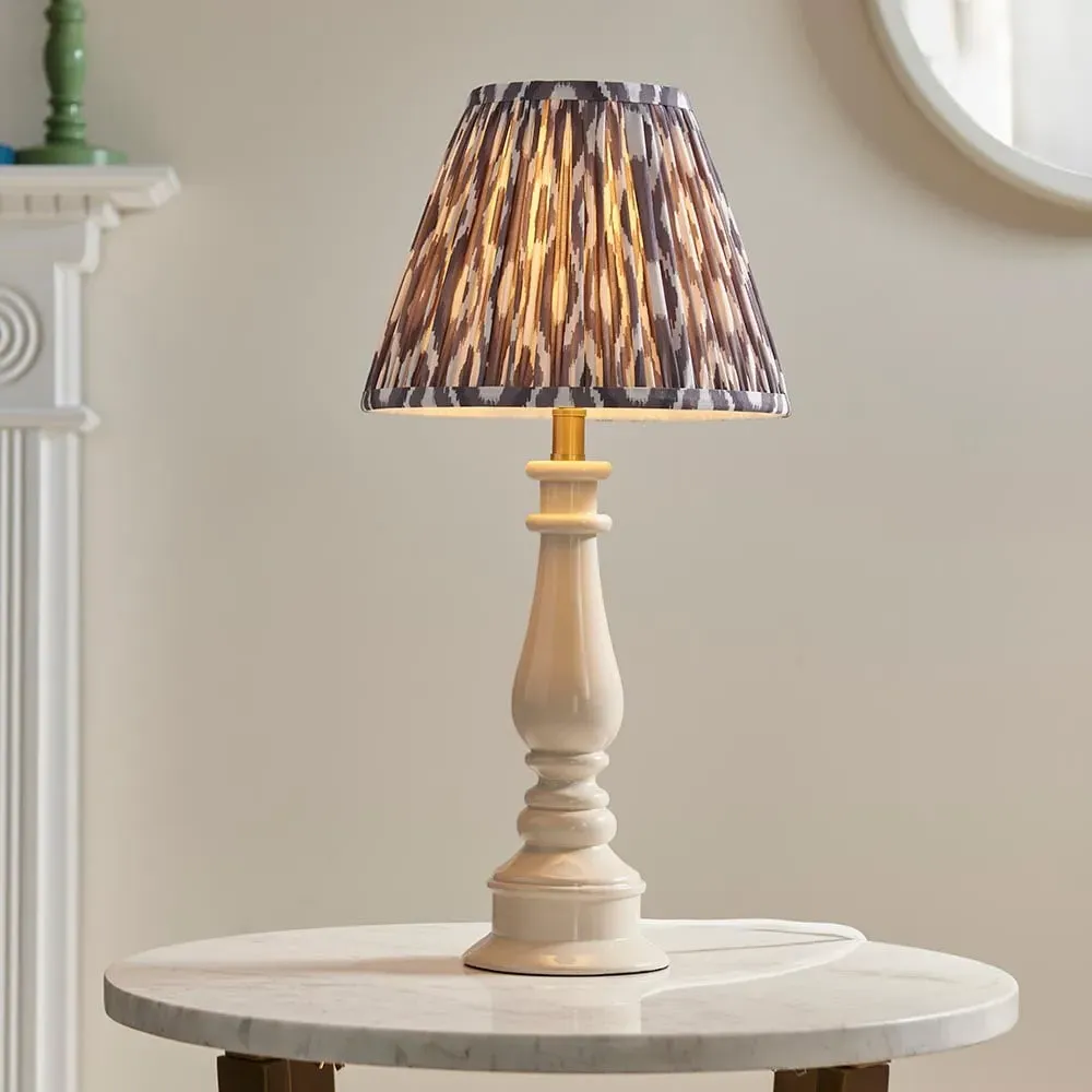 Laredo 25cm Resin Table Lamp - Almond White, Pearl Grey Shade image