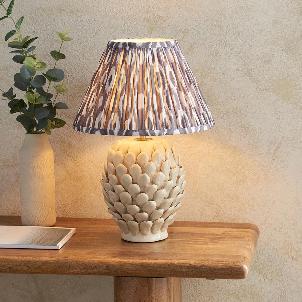 Laredo 30cm Ceramic Table Lamp - Ivory, Pearl Grey Shade